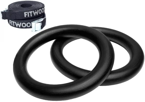 FitWood ULPU MINI Gymringer 28mm - Svart overflate / Svart stropp