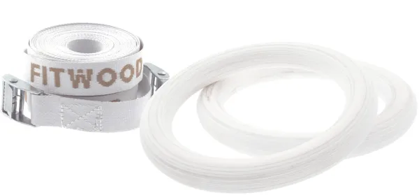 FitWood ULPU MINI Gymnastikkringer 28mm - Hvit overflate / Hvit stropp
