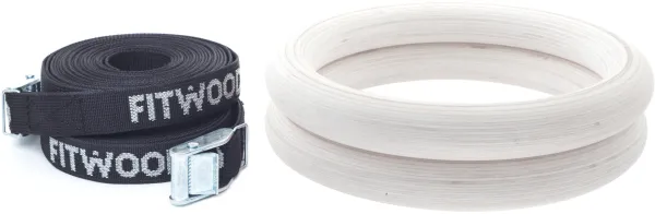 FitWood ULPU Gymnastikkringer 28mm - Glazing-overflate / Svart stropp