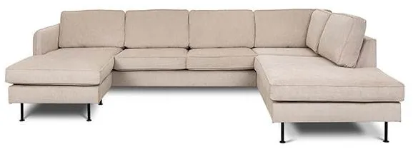Læsø sofa med sjeselong og open-end - 288 x 210 cm - beige fløyel - venstreutførelse