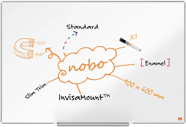 Nobo Impression Pro emaljert whiteboard 90x60cm hvit